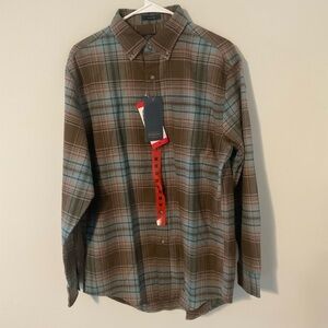 NWT Pendleton Mason Fit Flannel Shirt Men's M Brown Blue Plaid Cotton NEW